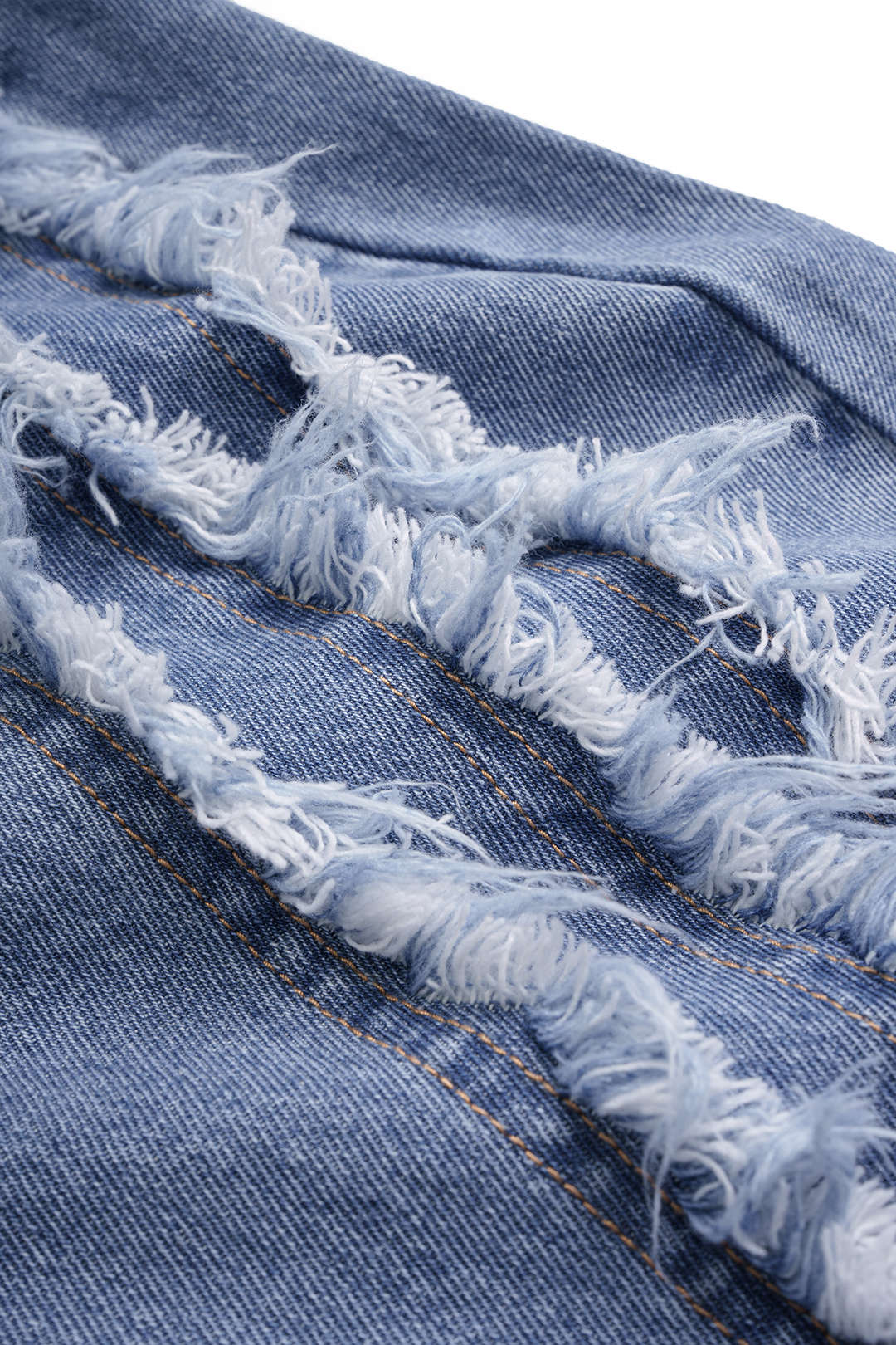 Denim Frayed Wide Leg Jeans - Image 3
