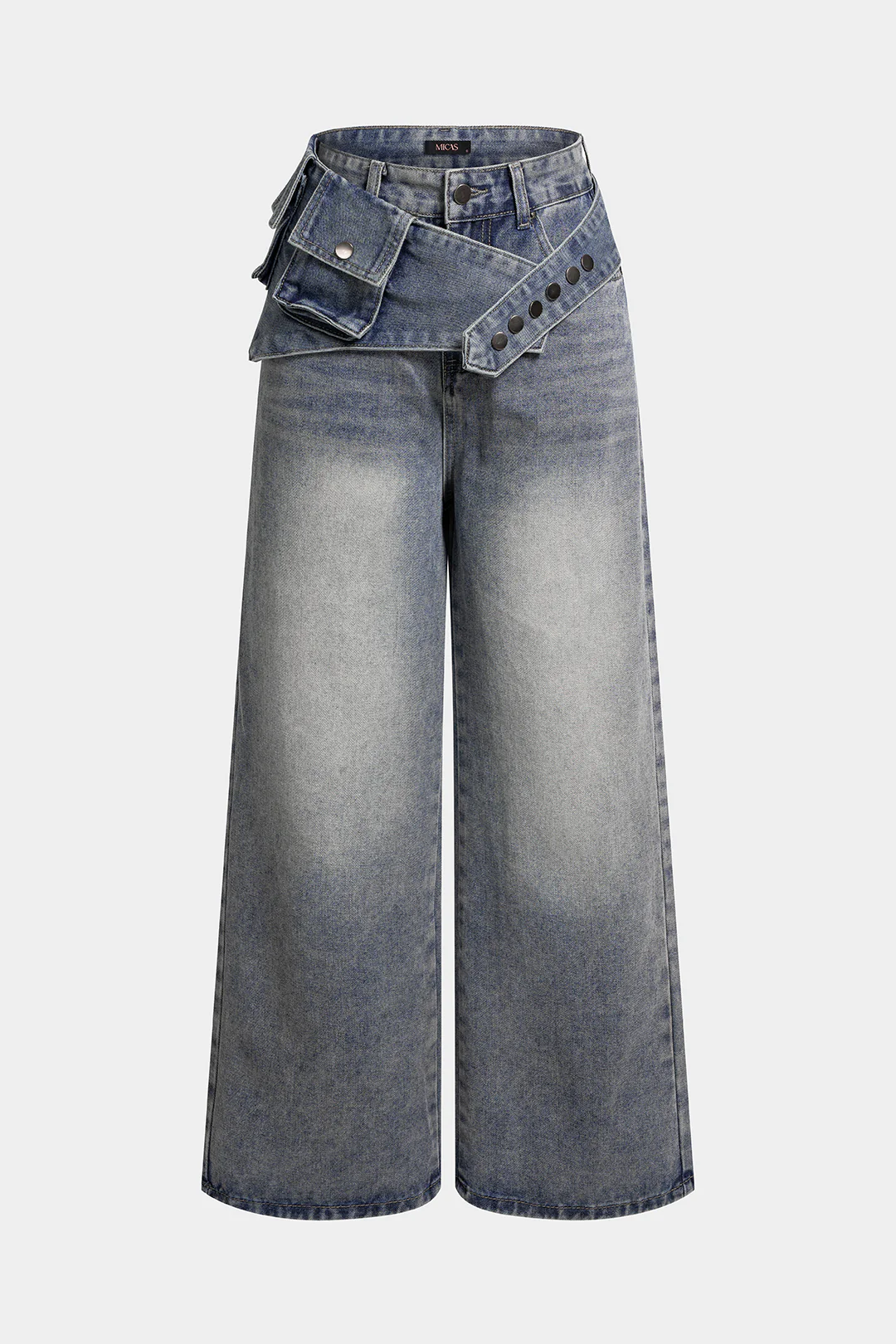 Denim Asymmetrical Wide Leg Jeans