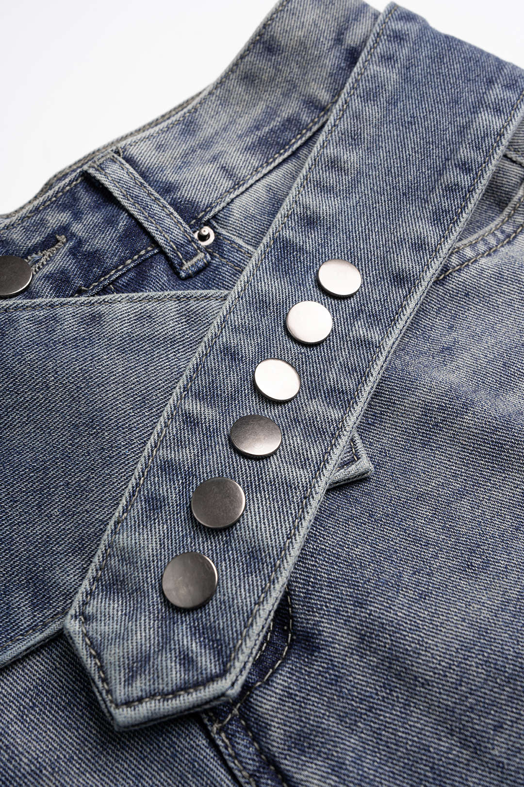 Denim Asymmetrical Wide Leg Jeans - Image 5