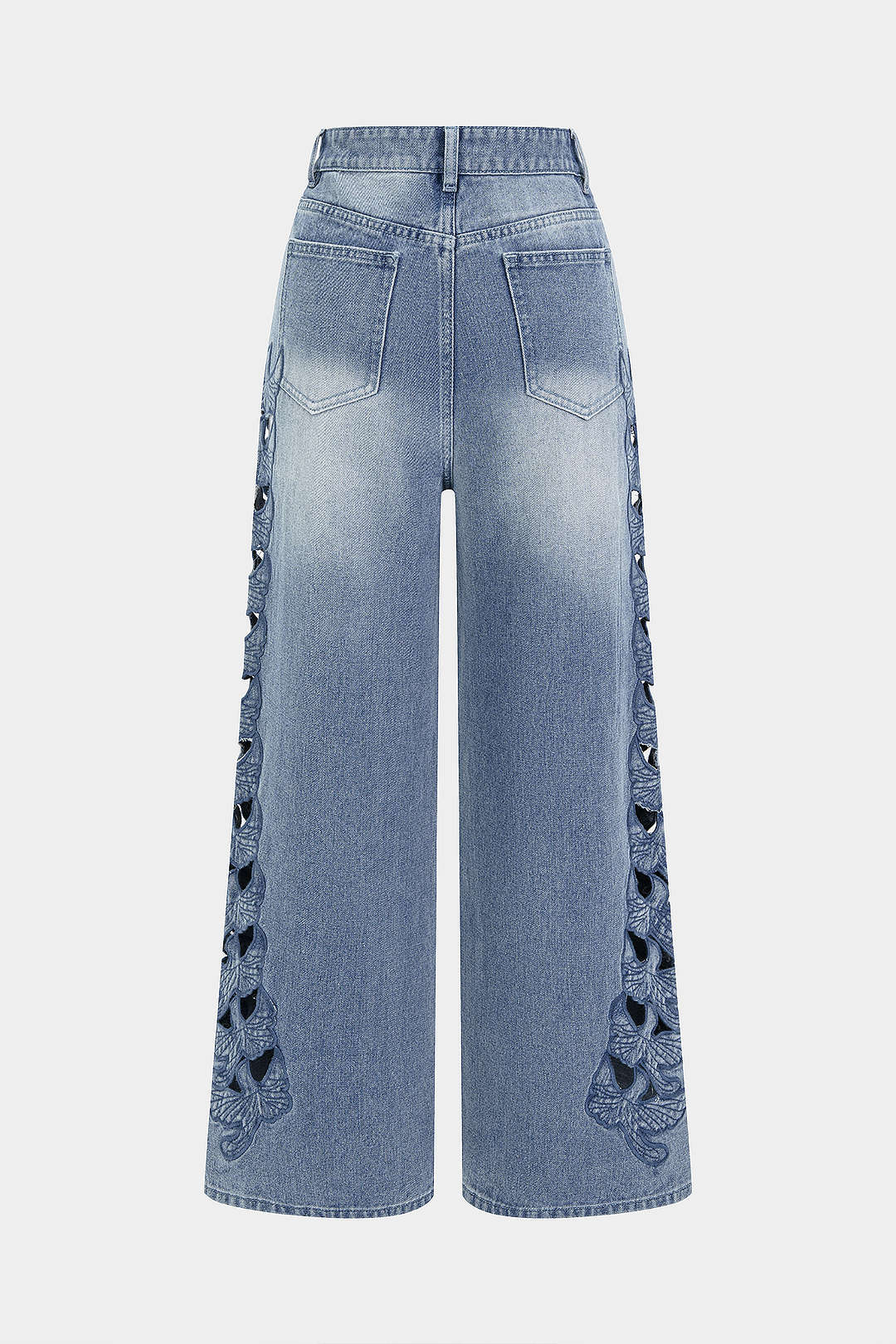 Denim Cut Out Bird Applique Pocket Jeans - Image 2