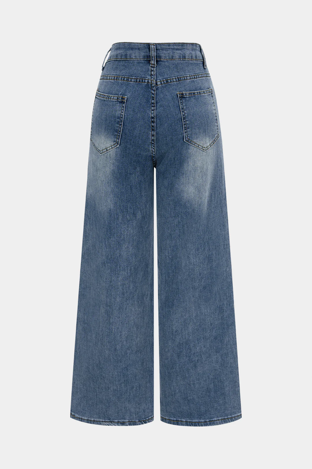 Denim Embroidery Rhinestone Cut Out Wide Leg Jeans - Image 6