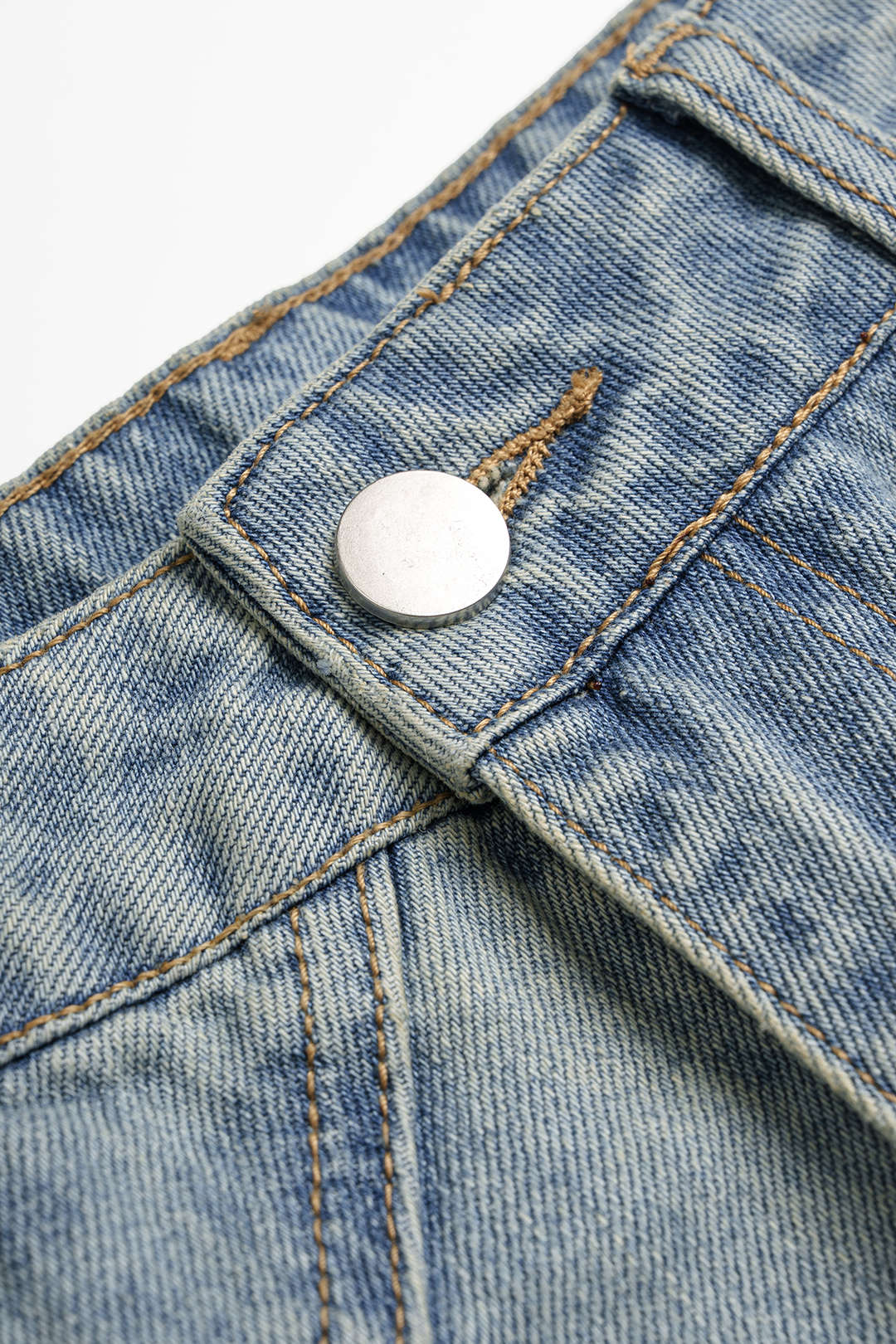 Denim Asymmetrical Zipper Pocket Straight Leg Jeans - Image 3