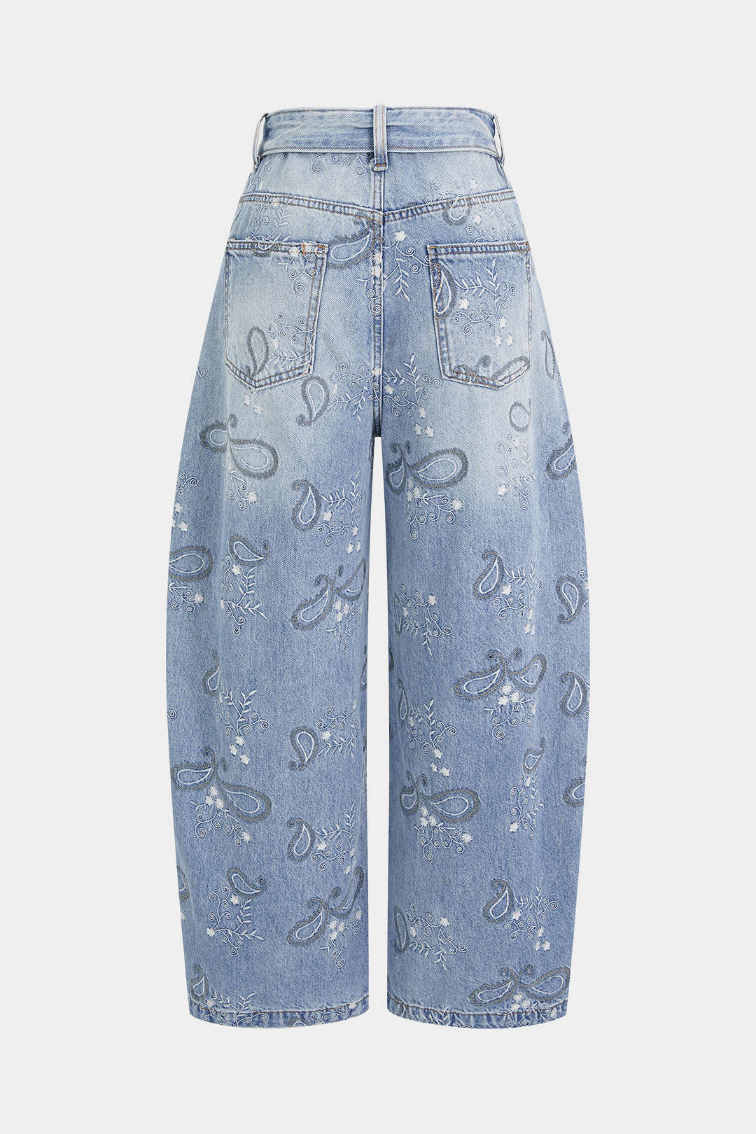 Denim Floral Print Jeans - Image 2