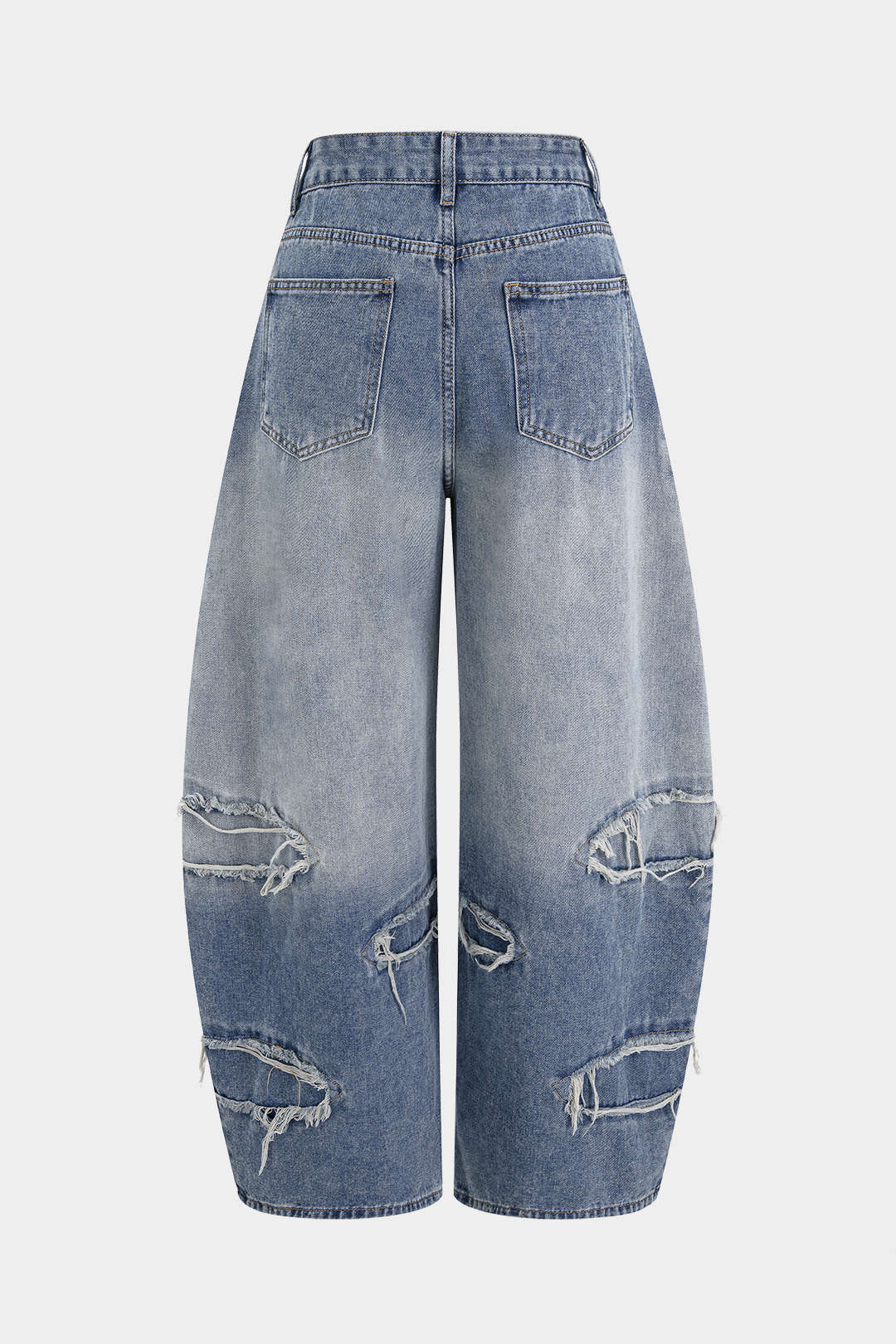 Denim Ripped Wide Leg Jeans - Image 2