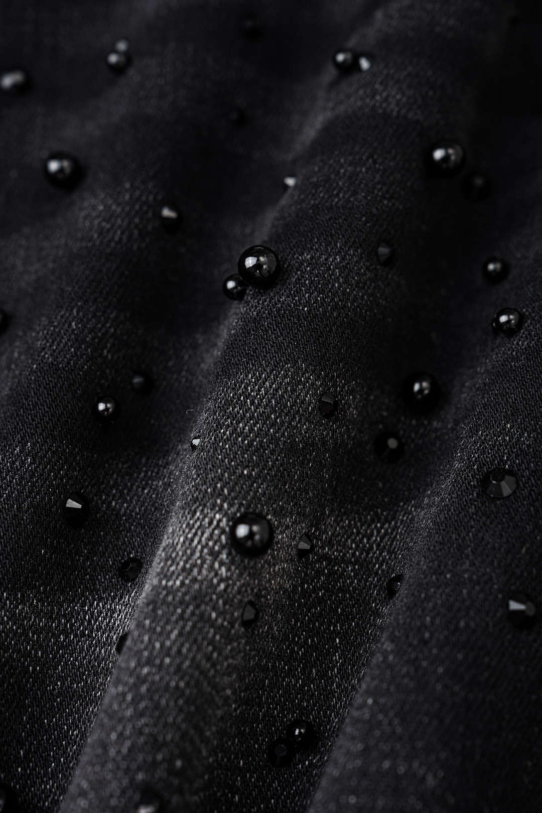 Denim Floral Hollow Out Rhinestone Decor Jeans - Image 4
