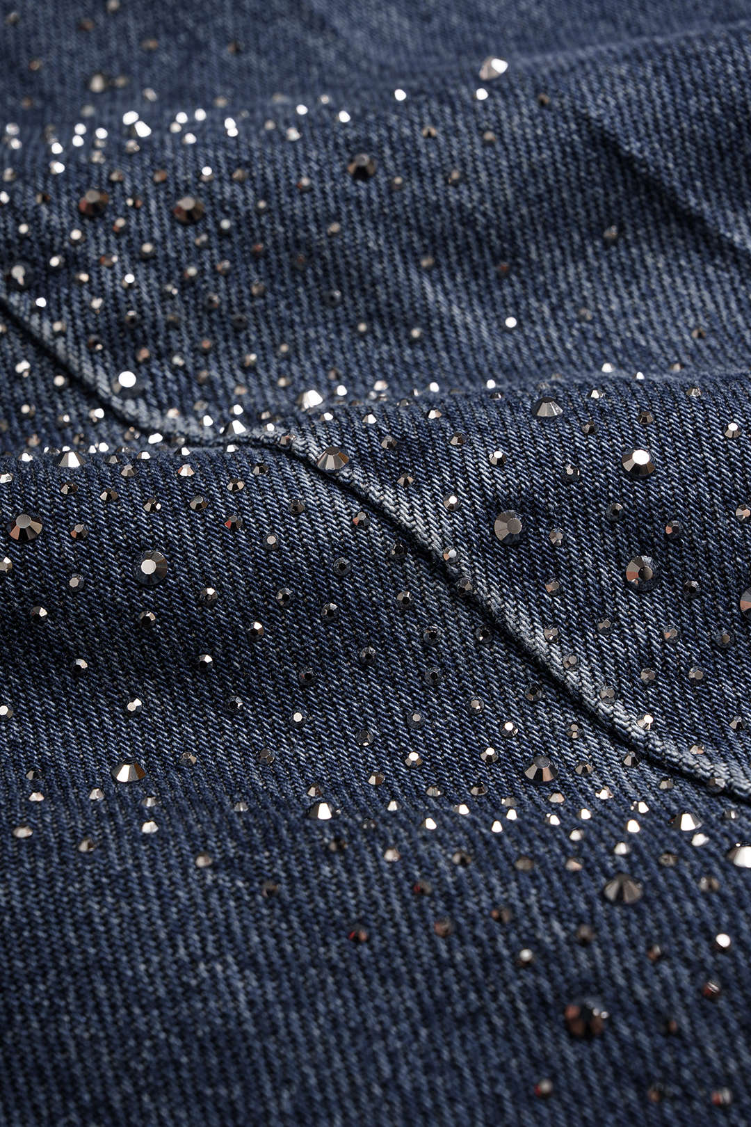 Denim Rhinestone High Waist Wide Leg Jeans - Image 4