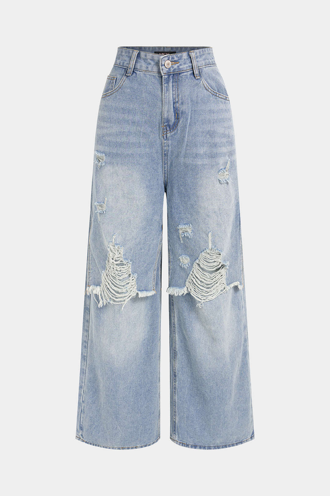 Denim Ripped Wide Leg Jeans