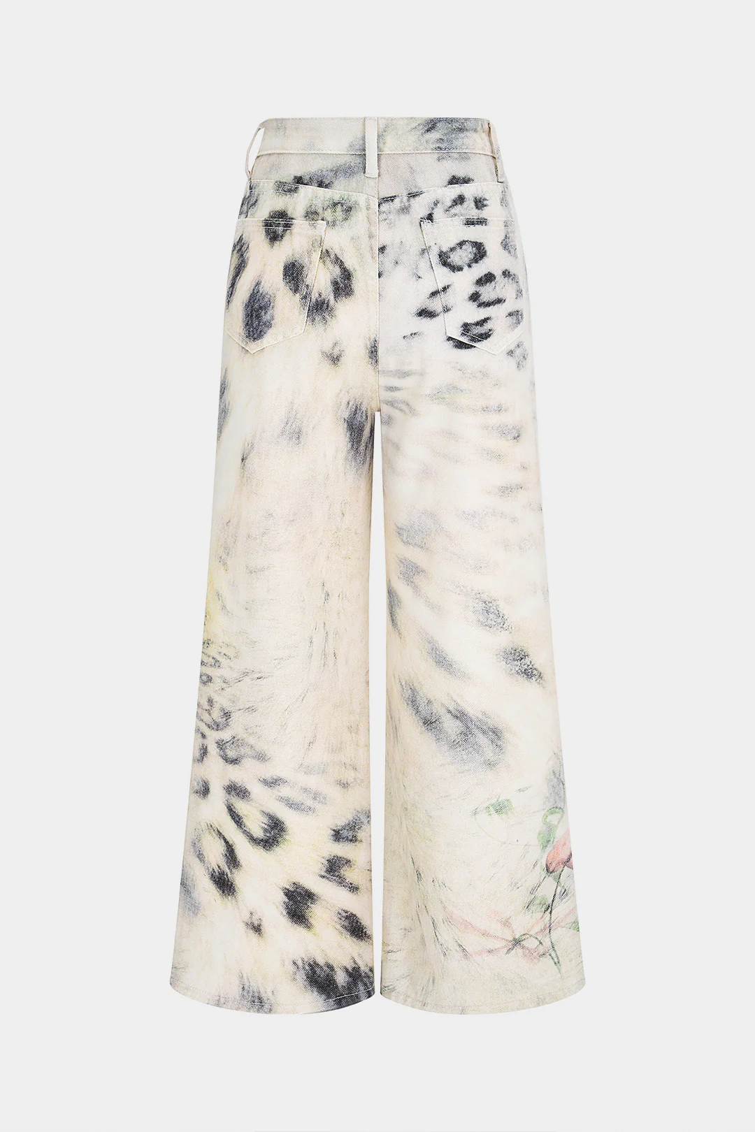 Denim Leopard Print High Waist Straight Leg Jeans - Image 2