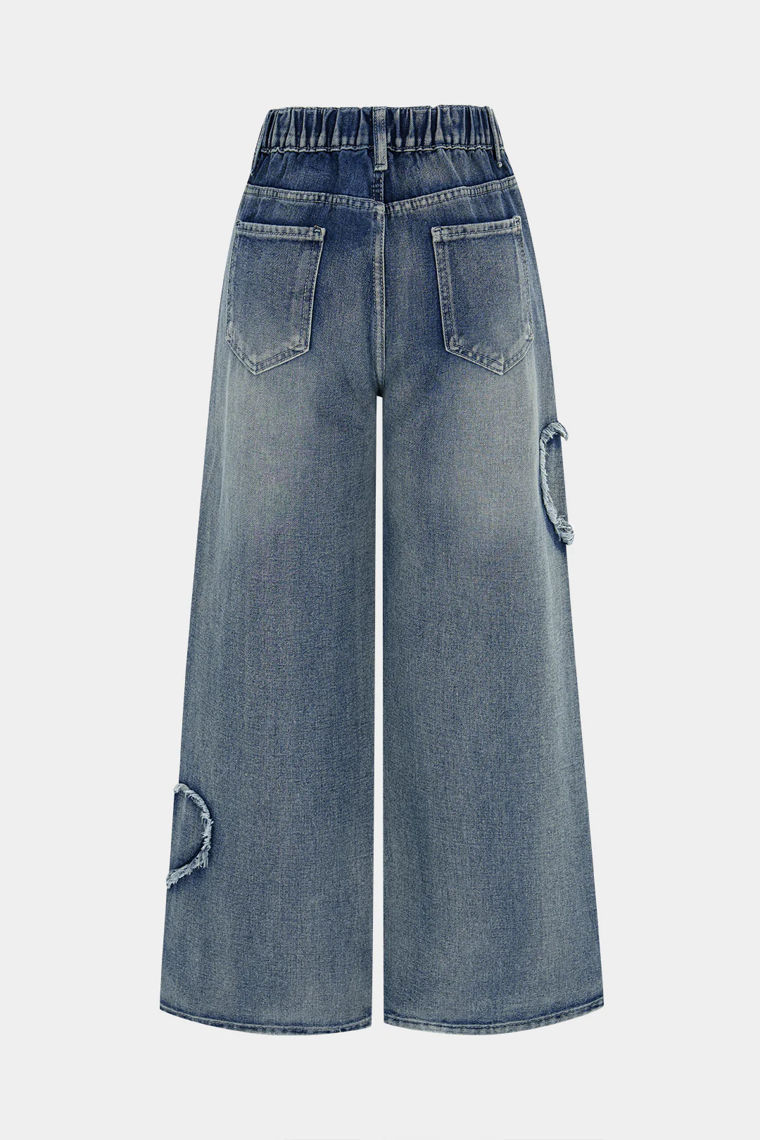 Denim Frayed Heart Straight Leg Jeans - Image 2