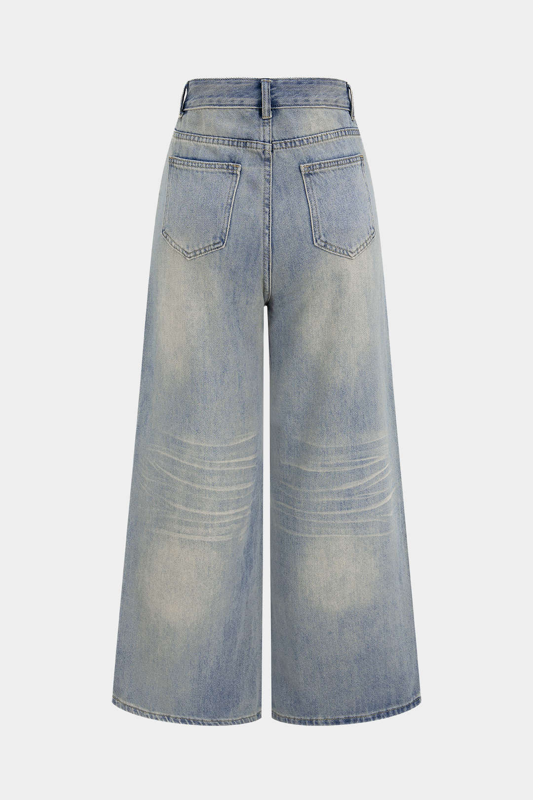 Denim Asymmetrical Frayed Wide Leg Jeans - Image 2