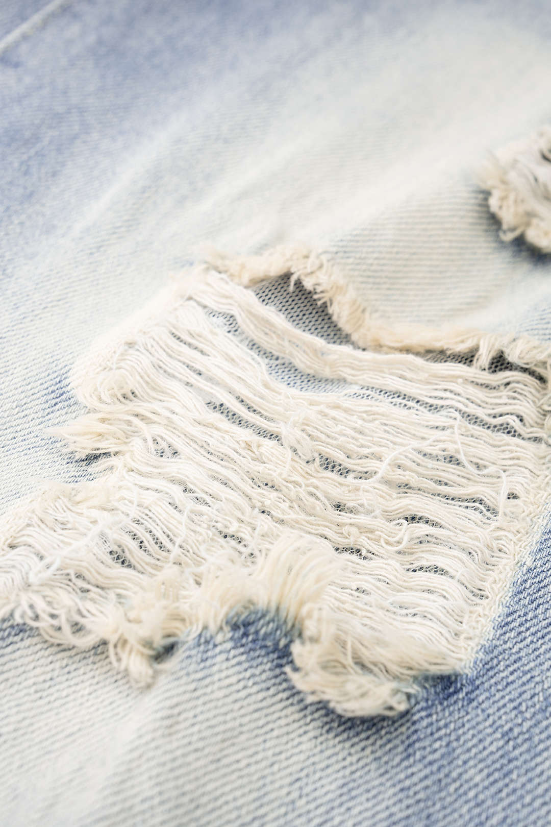 Denim Asymmetrical Frayed Wide Leg Jeans - Image 3