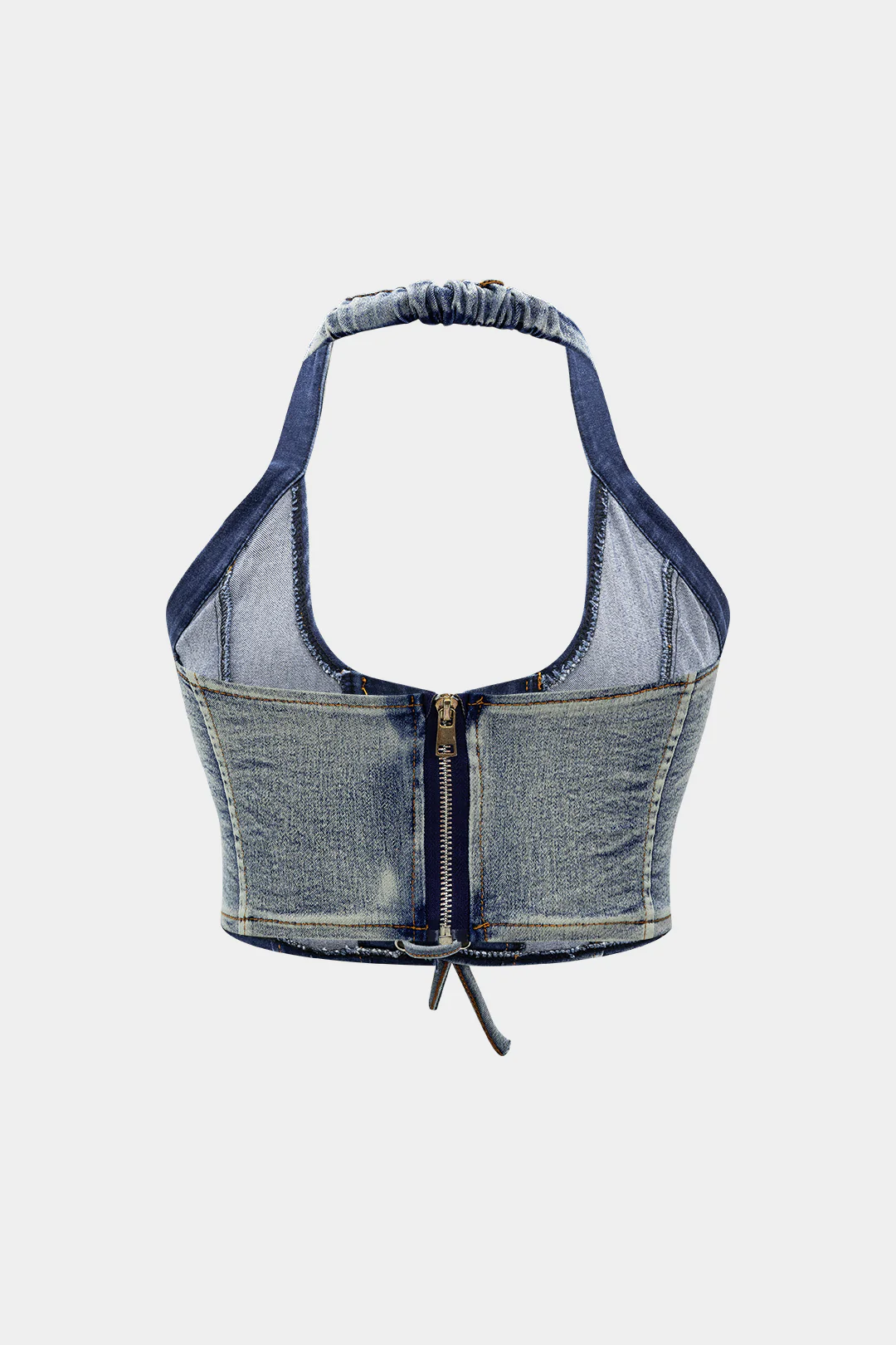 Denim Tie Up Halter And Mini Skirt Set - Image 4