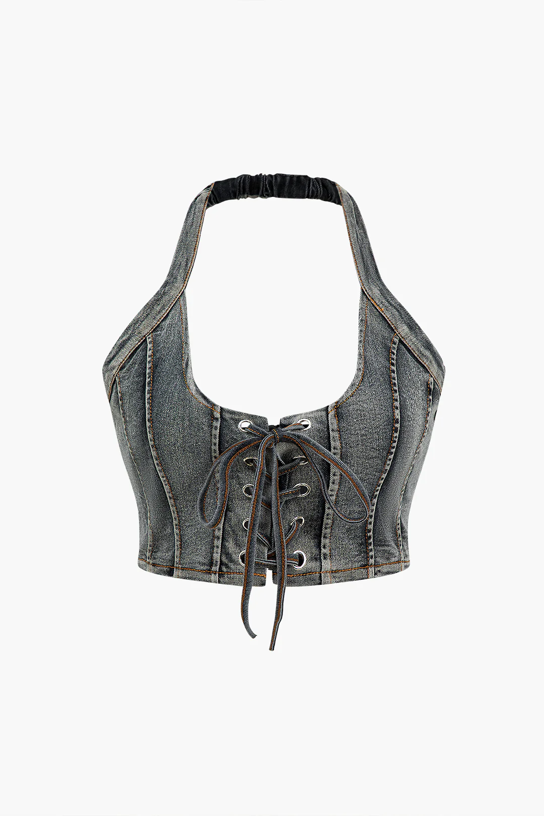 Denim Tie Up Halter And Mini Skirt Set - Image 9