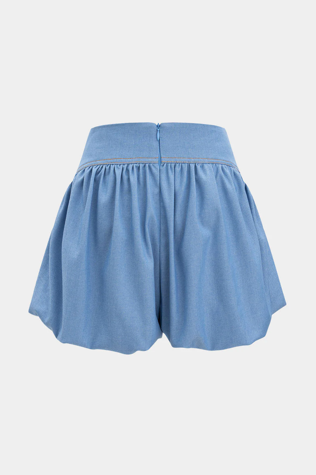 Denim Ruched Tank Top And Zipper Detail Shorts Set - Image 6