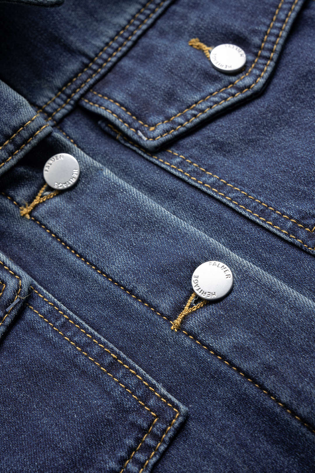 Denim Button Long-Sleeve Top And High Waist Asymmetrical Jeans Set - Image 5