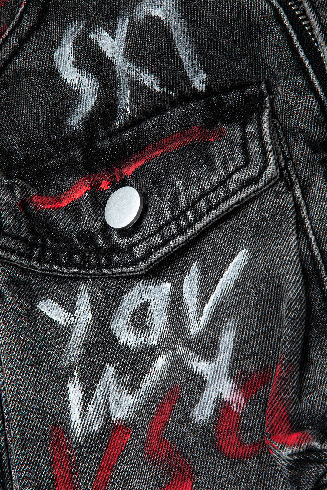 Graffiti Flap Pocket Denim Mini Skirt - Image 4