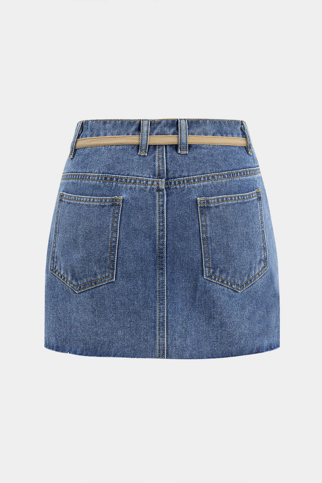 Denim Patchwork Mini Skirt - Image 2