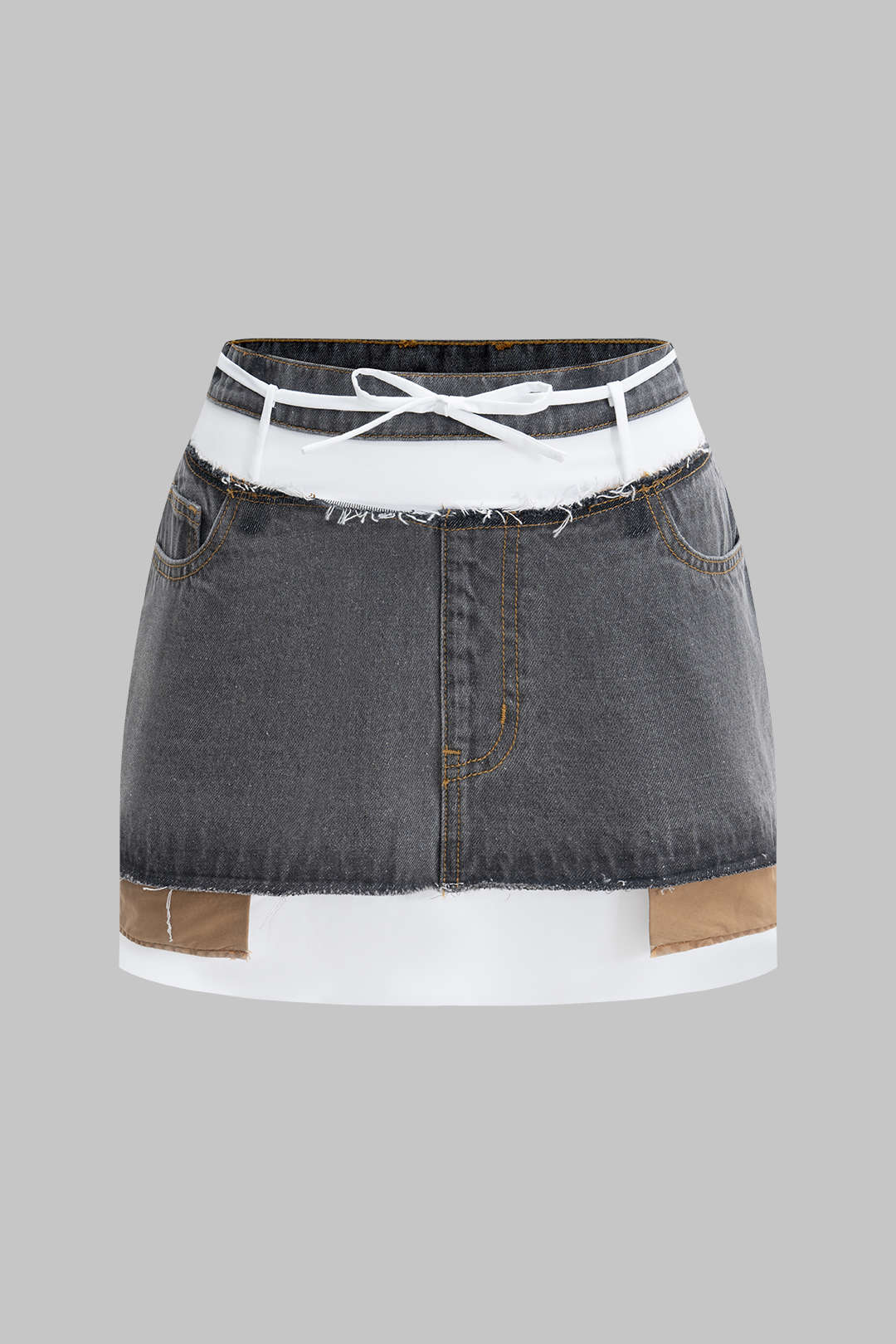 Denim Patchwork Mini Skirt - Image 8
