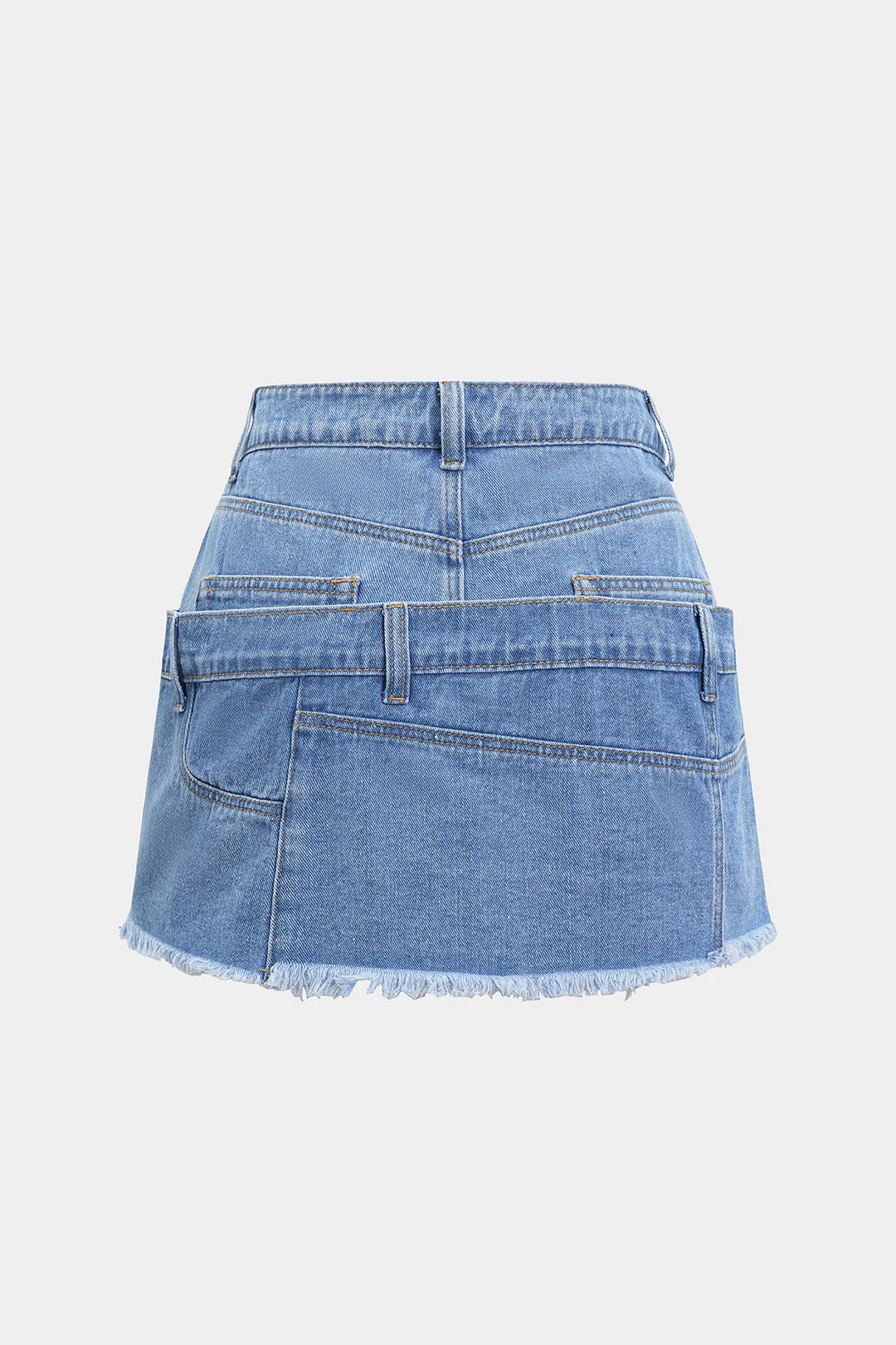 Denim Asymmetrical Pocket Button Skirt - Image 2