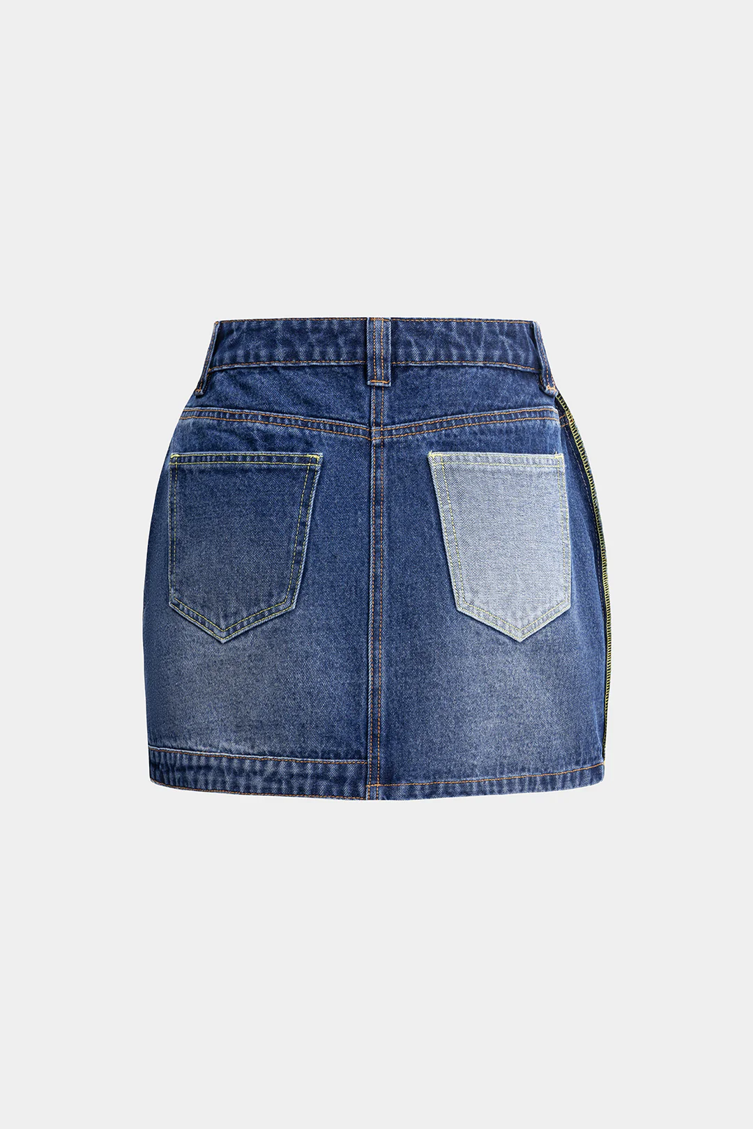Contrast Denim Patchwork Skirt - Image 2