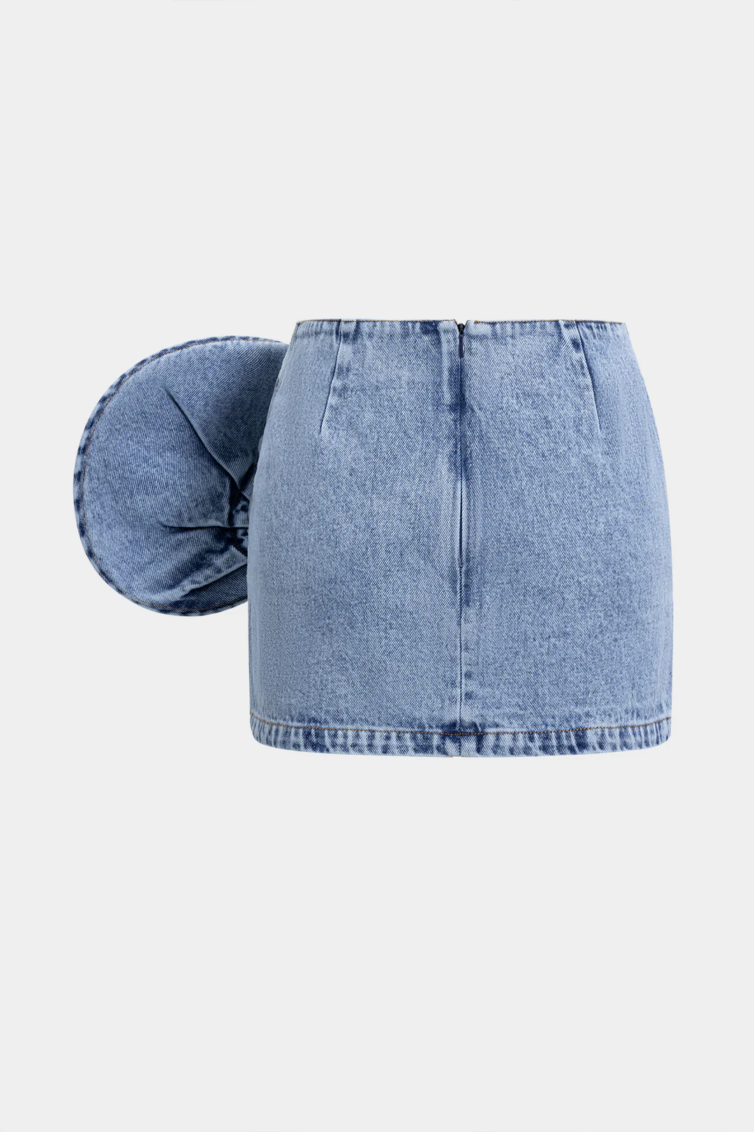 Denim 3D Rotating Rose Shape Mini Skirt - Image 2
