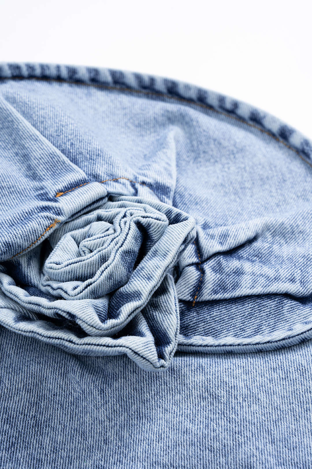 Denim 3D Rotating Rose Shape Mini Skirt - Image 3