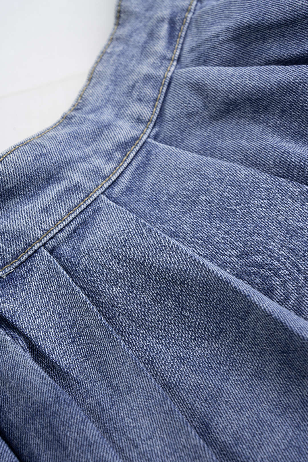 Denim Pleated Asymmetrical Skirt - Image 3