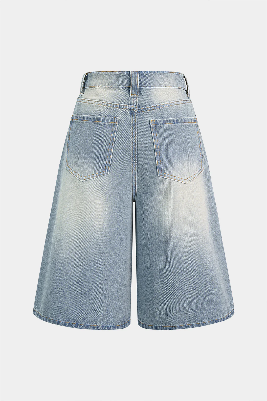 Denim Contrast Frayed Button Shorts - Image 2