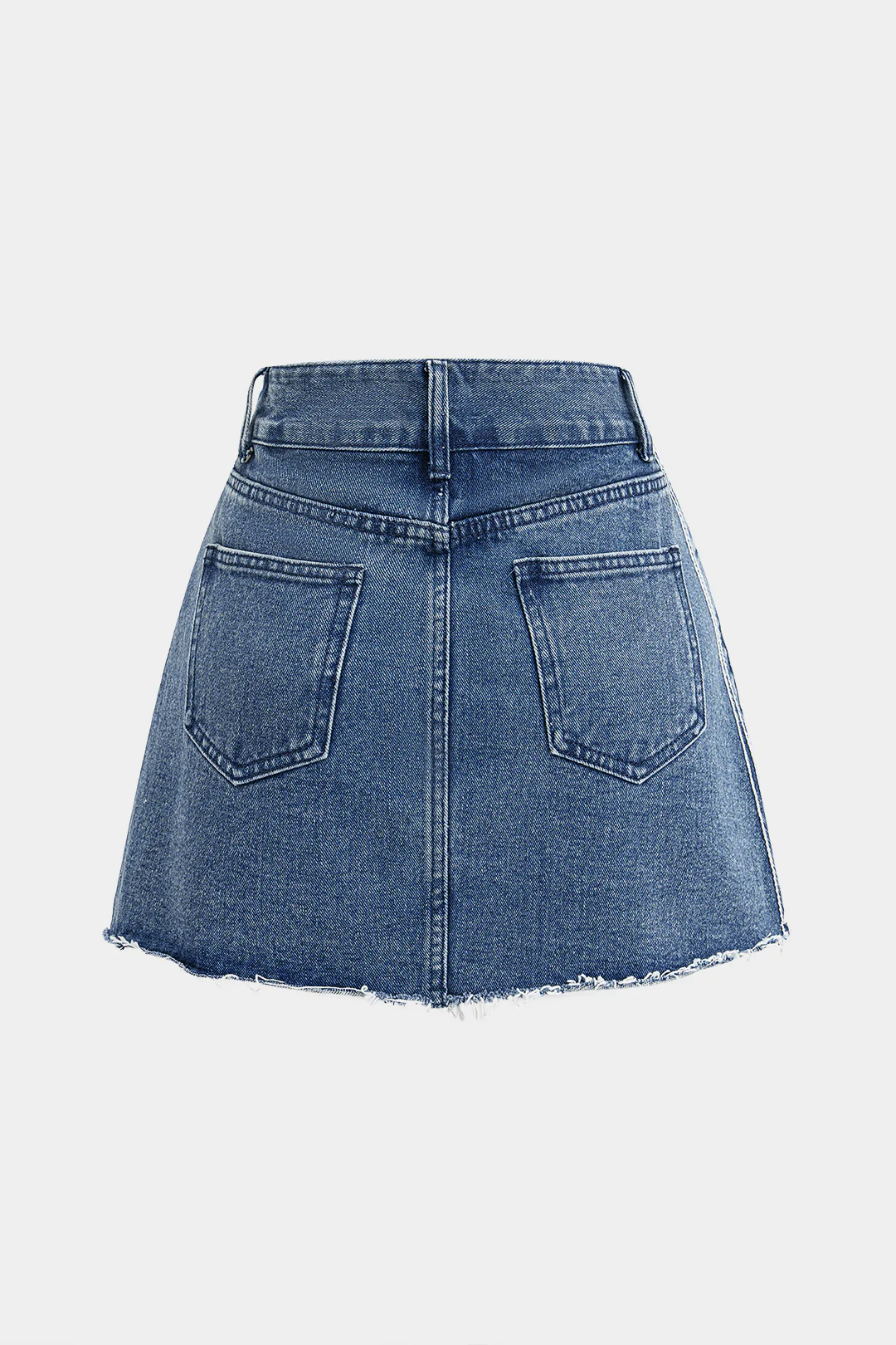 Denim Frayed Button Skirt - Image 2