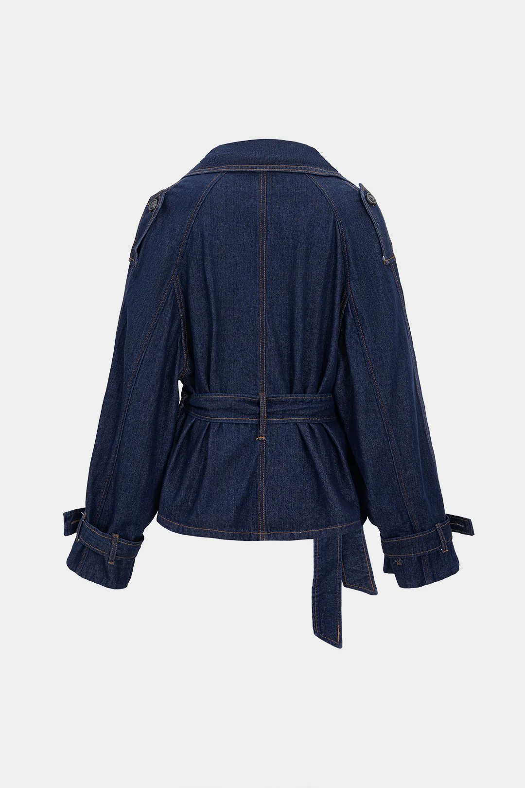 Denim Belted Asymmetrical Outerwear - Image 7