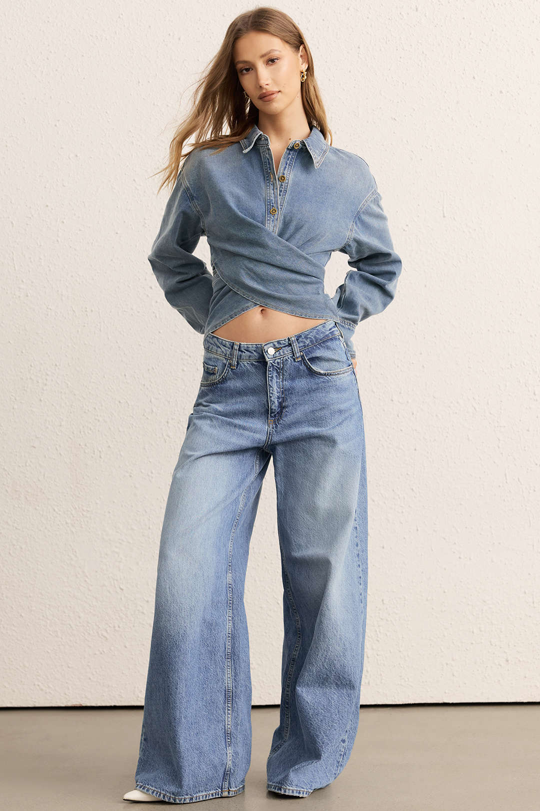 Denim Ruched Crossed Outerwear - Image 11
