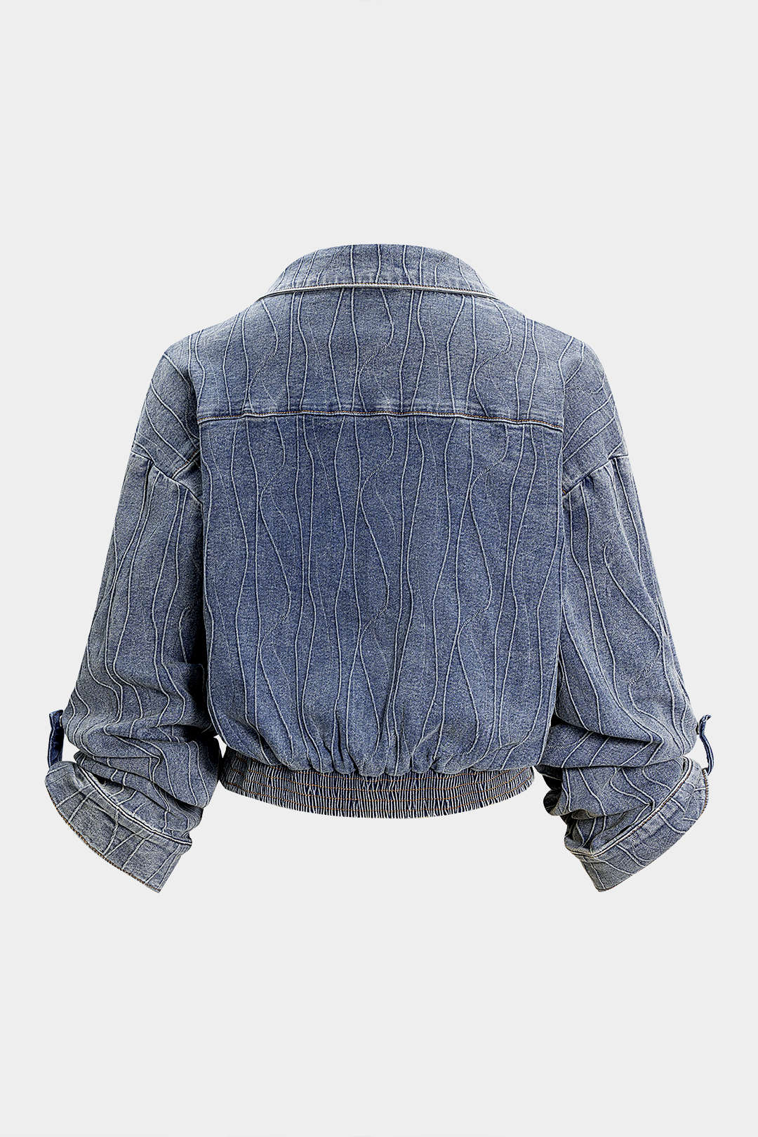 Denim Button Smocked Ruched Outerwear - Image 2