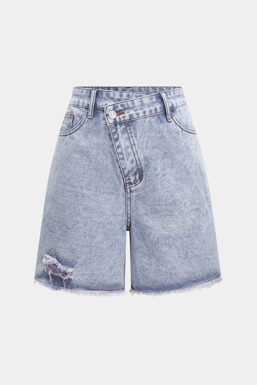 Denim High Waist Ripped Jorts Shorts