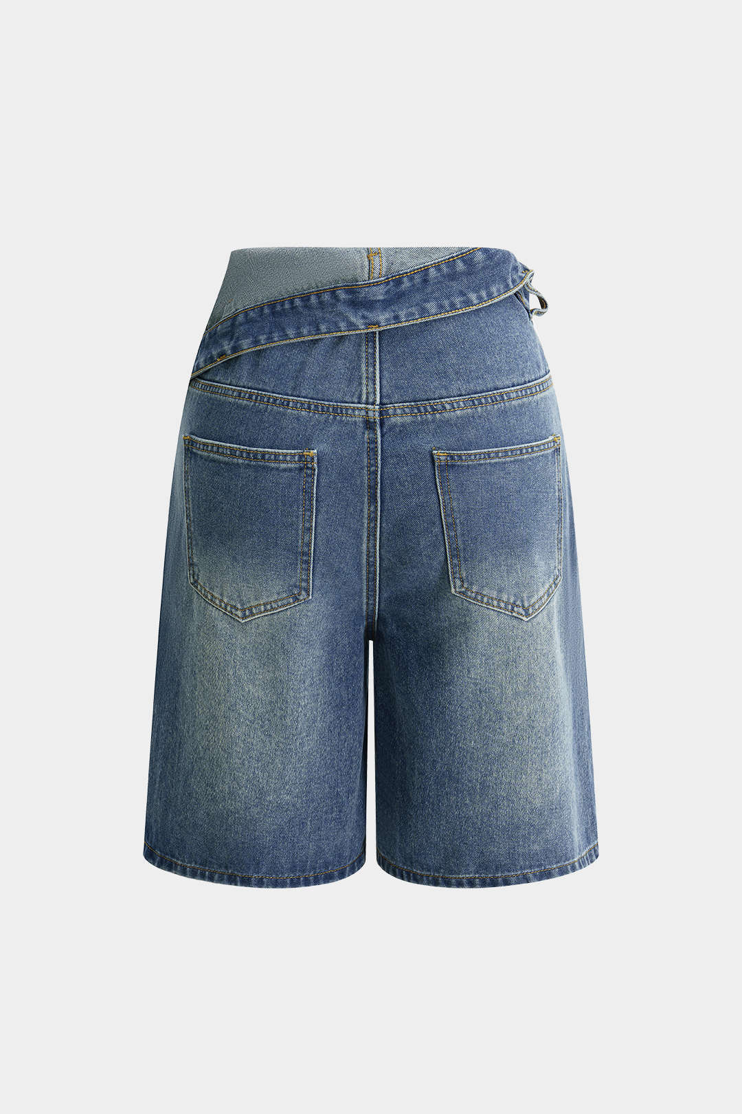 Denim Asymmetrical Pocket Shorts - Image 3