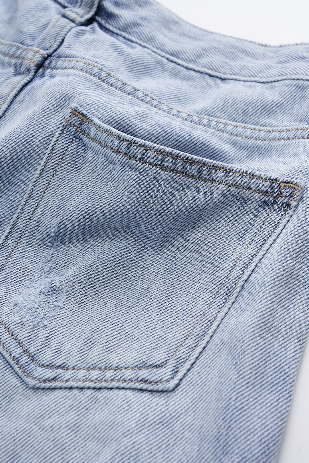 Denim Bead Chain Decor Ripped Frayed High Waist Shorts - Image 4