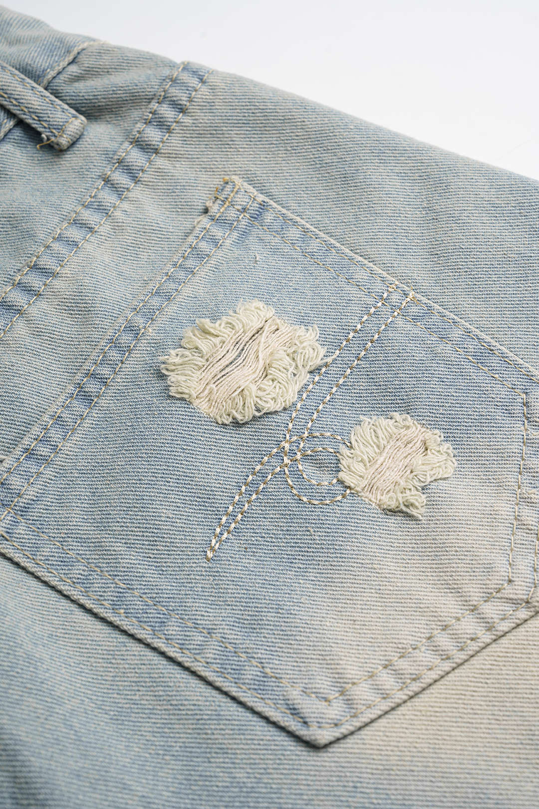 Denim Frayed High Waist Shorts - Image 5