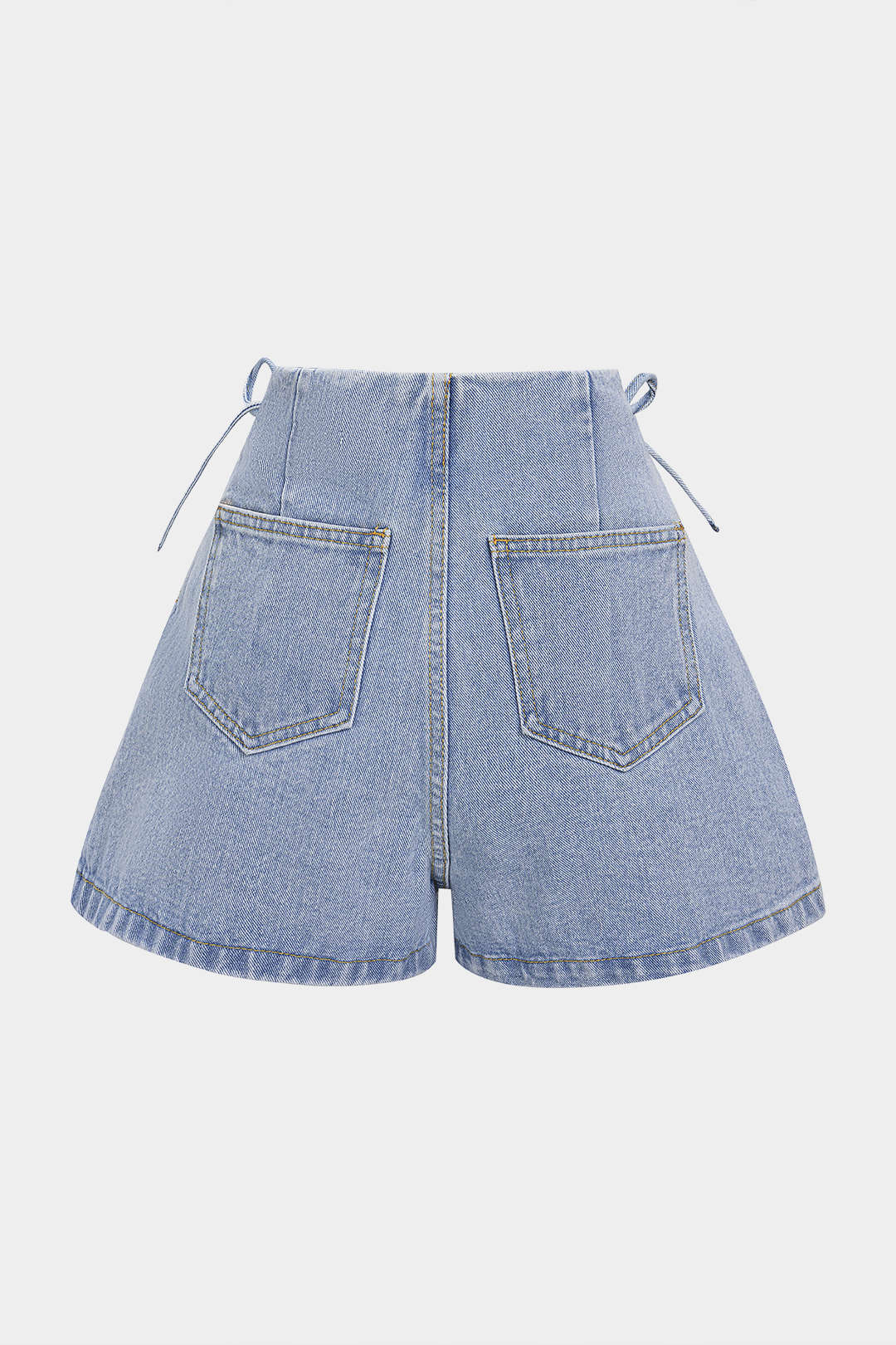 Denim Tie-Up High Waist Wide Leg Shorts - Image 2