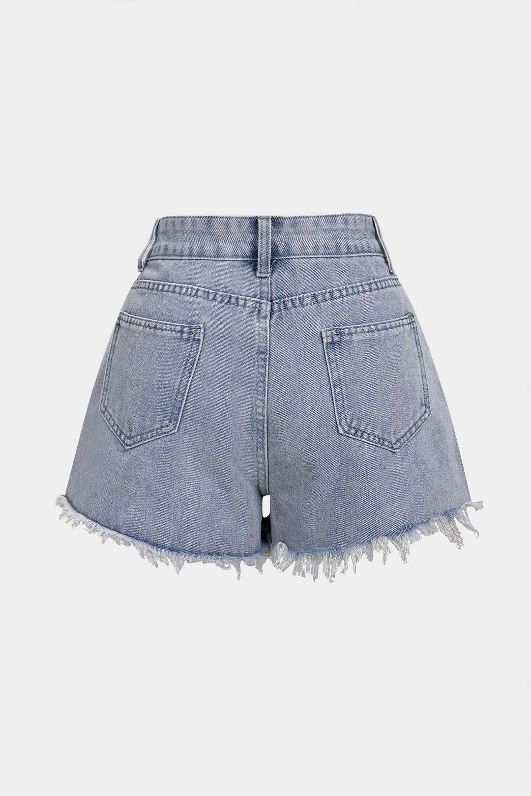 Denim Ripped Rhinestone Asymmetrical Shorts - Image 2