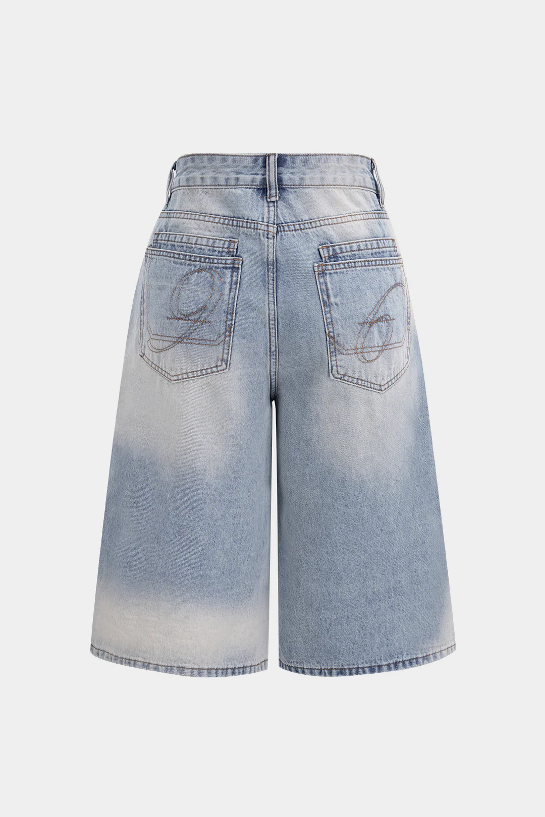 Denim Metallic Decor Wide Leg Shorts - Image 2