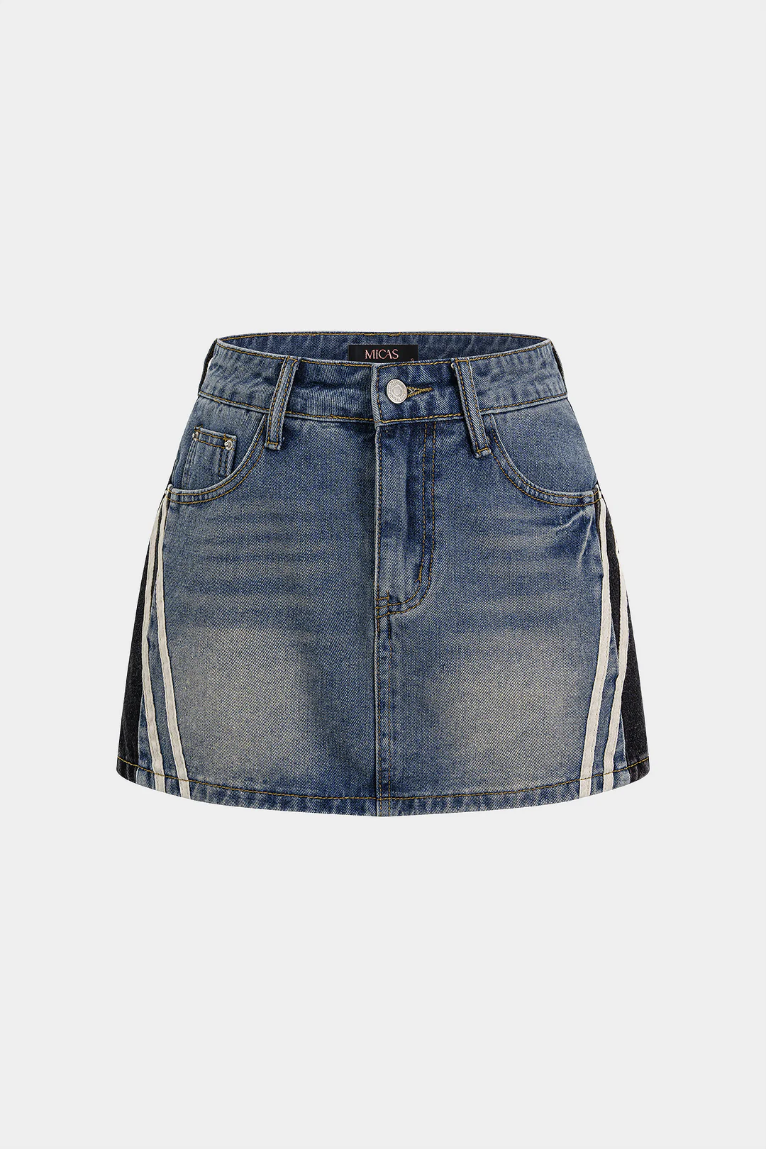 Denim Striped Contrast Skirt