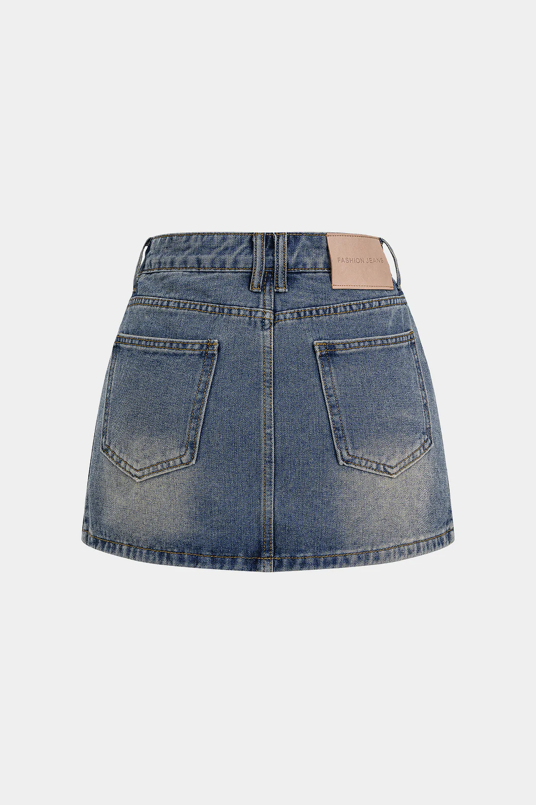 Denim Striped Contrast Skirt - Image 2