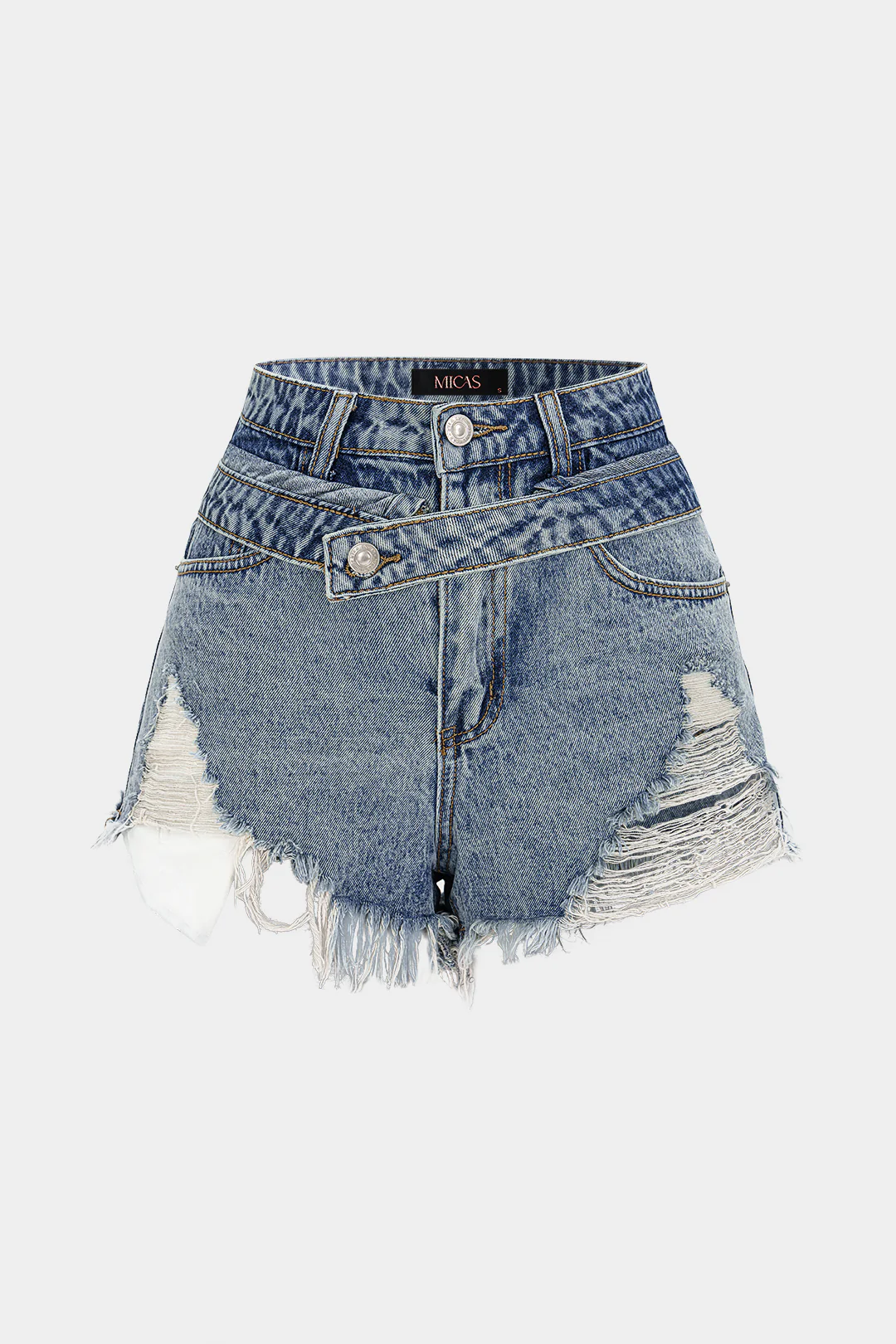 Denim Frayed Pocket Shorts