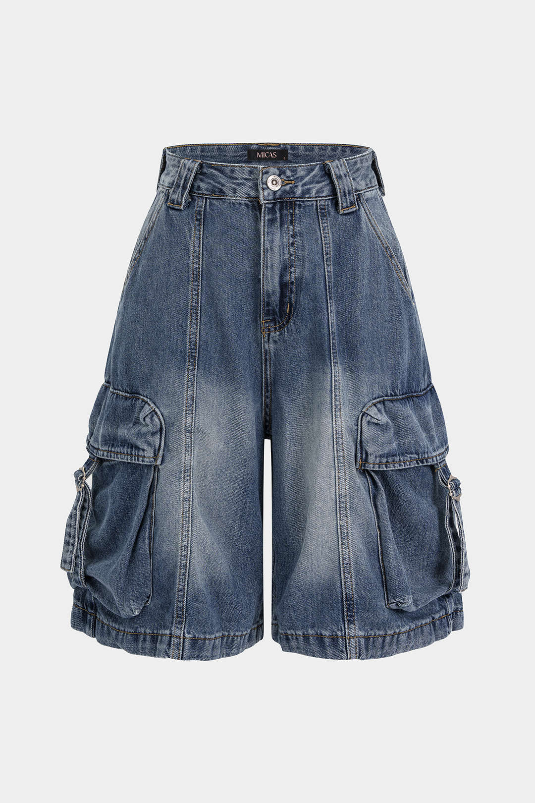 Denim Pocket Stitching Wide Leg Shorts