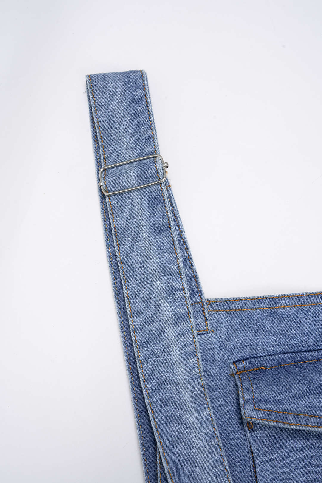 Denim Square Neck Pocket Sleeveless Jumpsuit - Image 3