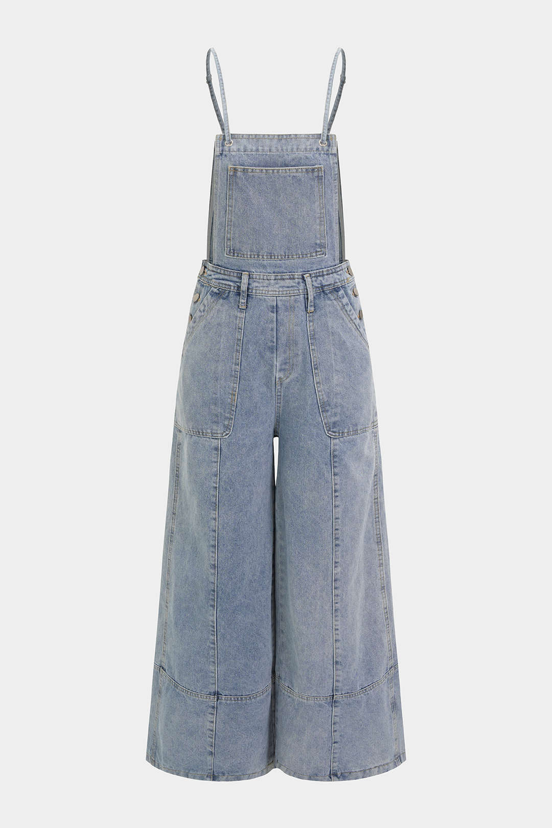 Denim Pocket Slip Sleeveless Wide Leg Jumpsuit - Image 3