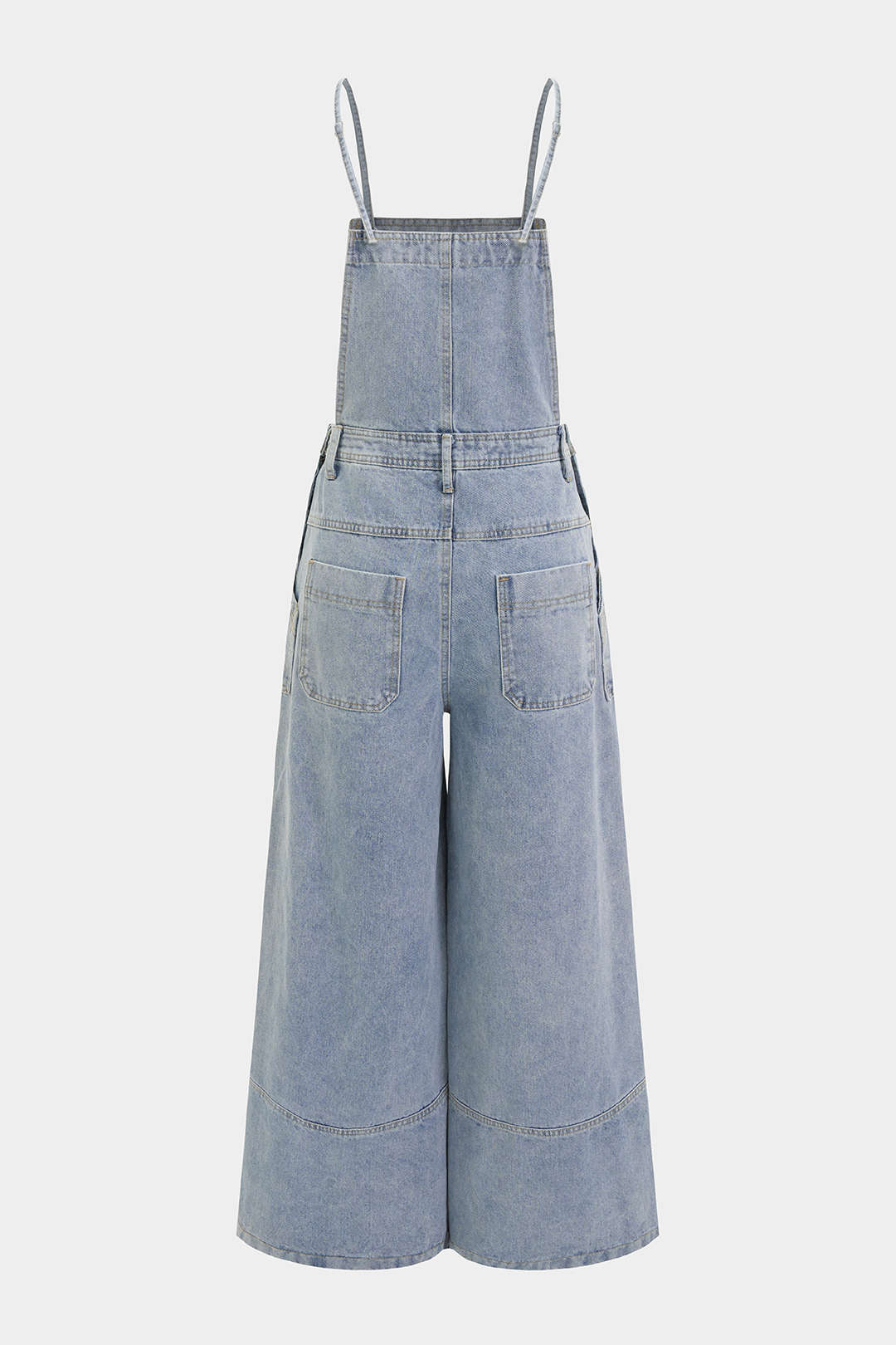 Denim Pocket Slip Sleeveless Wide Leg Jumpsuit - Image 4