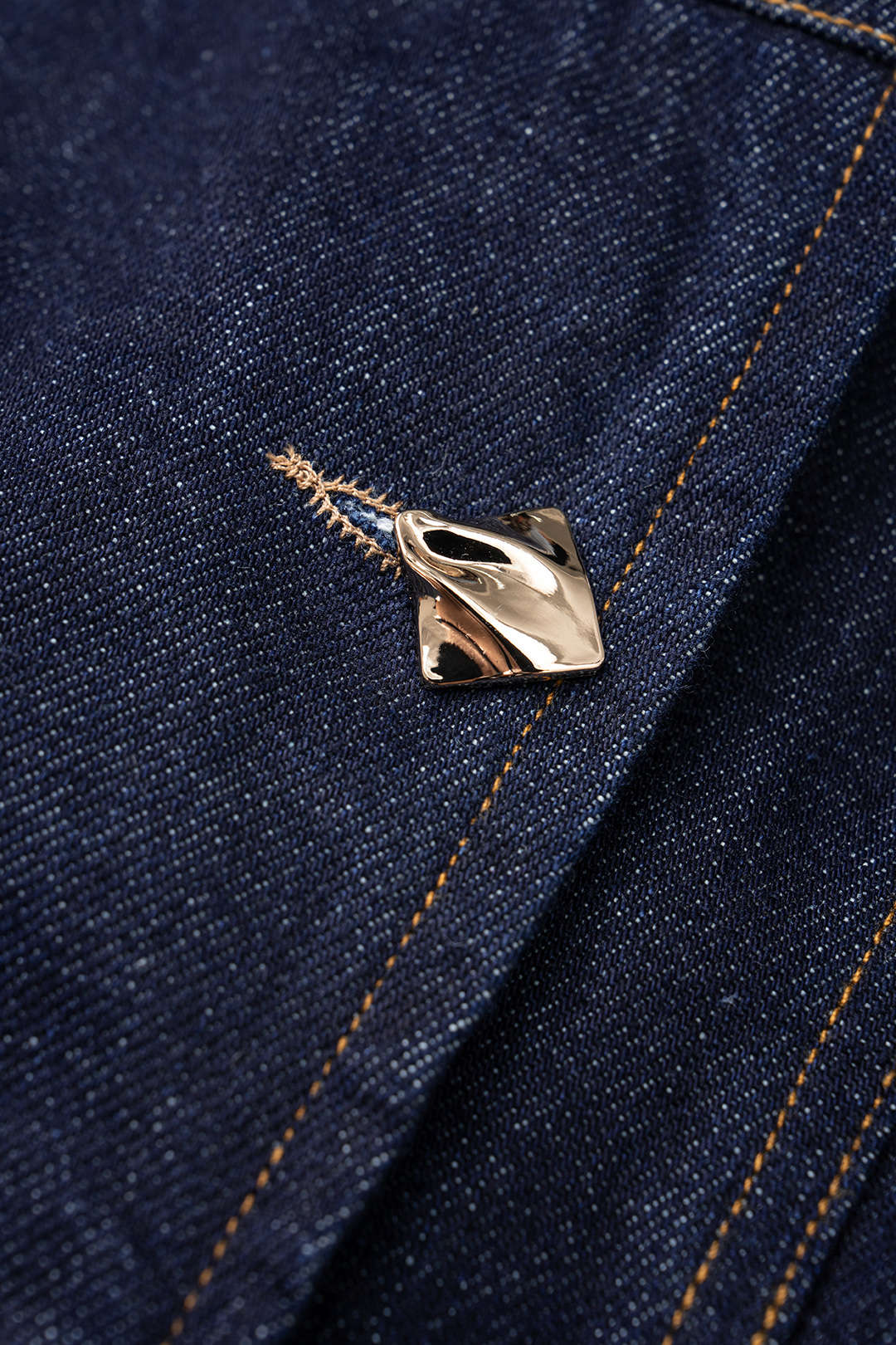 Denim Round Neck Asymmetrical Metallic Button Tank Top - Image 3