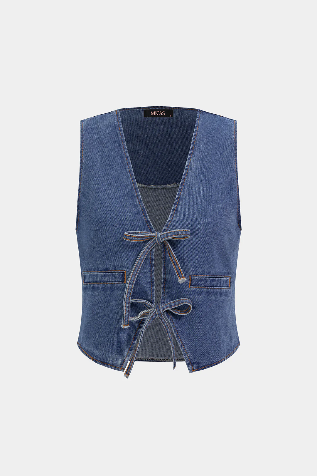 Denim V-Neck Tie-Up Tank Top