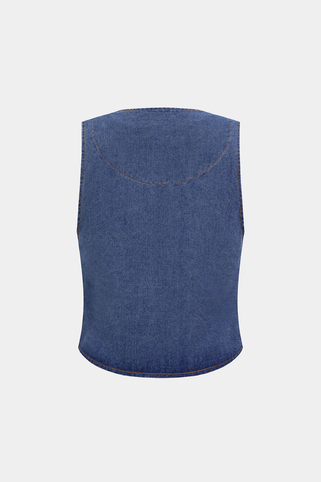 Denim V-Neck Tie-Up Tank Top - Image 2