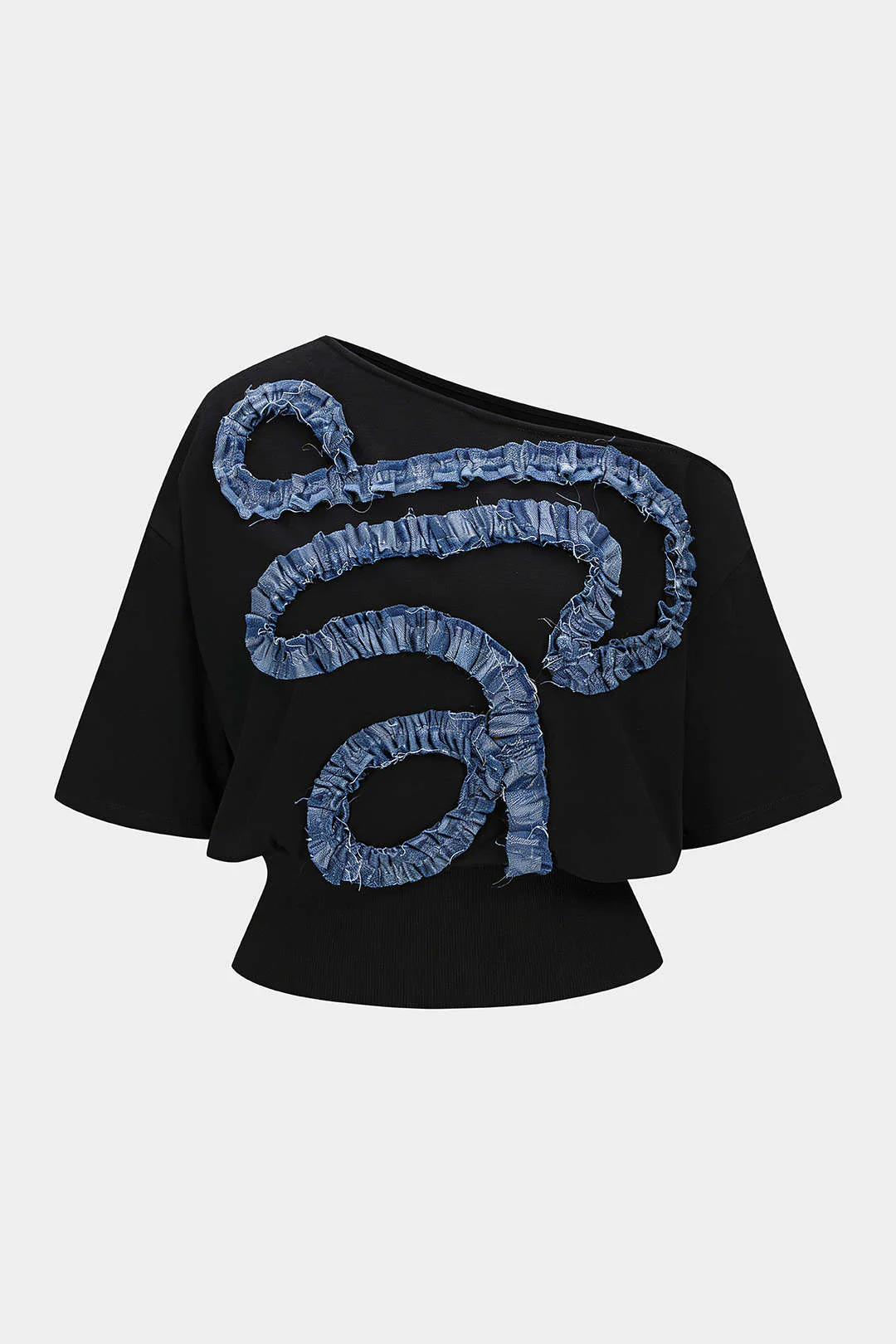 Asymmetrical Patchwork Short Sleeve T-Shirt - Image 5